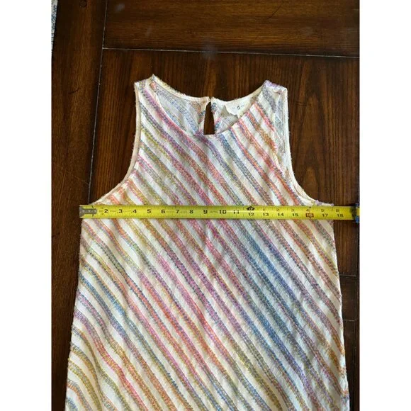 Lou & Grey Dress Diagonal Rainbow Stripe Sleeveless Swing Sundress Small Summer - Picture 3 of 10